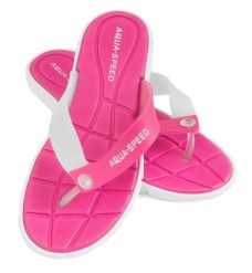 Japonki basenowe damskie Aqua Speed Bali. Czerwone klapki damskie Aqua-Speed, bez wzorów, z materiału, bez obcasa, bez zapięcia. Za 36.99 zł.