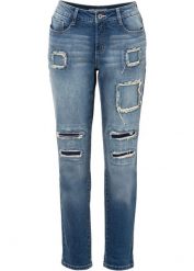 Dżinsy BOYFRIEND, mid waist. Niebieskie jeansy damskie bonprix. Za 169.99 zł.