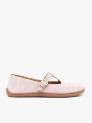 Różowe baleriny barefoot. Czerwone balerinki damskie Ryłko, bez wzorów, ze skóry, z okrągłym noskiem. Za 399.99 zł.