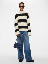Pieces Sweter "Nalini" w kolorze kremowo-czarnym rozmiar: XL. Brązowe swetry klasyczne damskie Pieces, xl, ze splotem, bez kołnierzyka. Za 114.98 zł.