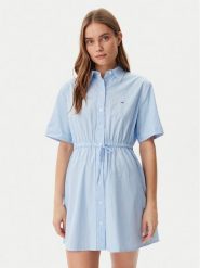 Tommy Jeans Sukienka koszulowa DW0DW20617 Błękitny Regular Fit. Niebieskie sukienki damskie Tommy Jeans, bez wzorów, z bawełny, bez ramiączek. Za 339.99 zł.