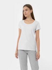 4F T-shirt regular gładki damski XL. Białe t-shirty damskie 4F, xl, bez wzorów, z bawełny, bez kołnierzyka. Za 49.99 zł.