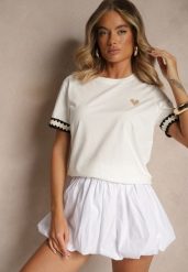 Biały Bawełniany T-shirt z Sercem Firile. Białe t-shirty damskie Renee, l, bez wzorów, z bawełny, bez kołnierzyka. Za 49.99 zł.