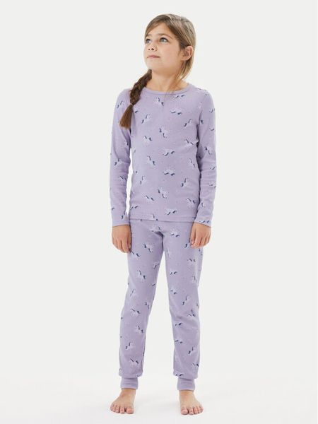 NAME IT Piżama 13221101 Fioletowy Regular Fit. Fioletowe piżamy dziewczęce Name it, bez wzorów, z bawełny, bez ramiączek. Za 69.99 zł.