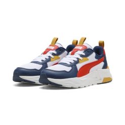 Młodzieżowe sneakersy Trinity Lite PUMA White Fierce Red Persian Blue. Biała obuwie sportowe damskie Puma, bez zapięcia, do biegania. Za 219.00 zł.