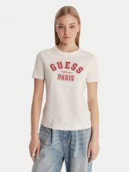 Guess T-Shirt V6RI15 J1314 Biały Regular Fit. Białe t-shirty damskie Guess, xxs, z aplikacjami, z bawełny, bez kołnierzyka. Za 179.99 zł.