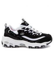 Skechers Sneakersy D'lites Biggest Fan 11930/BKW Czarny. Czarne obuwie sportowe damskie Skechers, ze skóry, bez zapięcia. Za 234.15 zł.