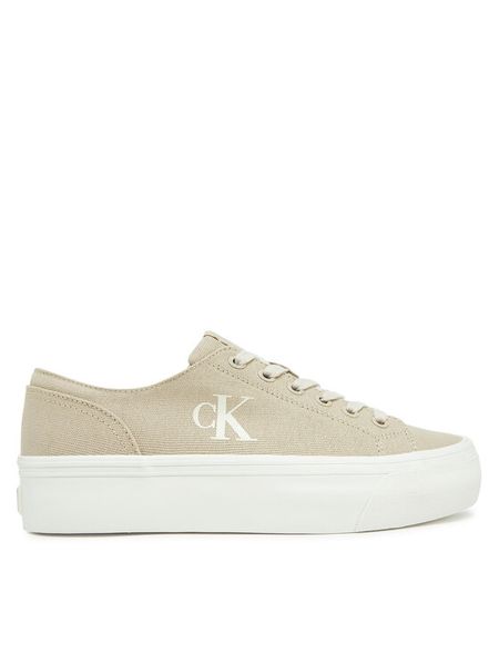 Calvin Klein Jeans Tenisówki Vulc Flatform Low Cv Mg YW0YW01763 Beżowy. Brązowe obuwie sportowe damskie Calvin Klein Jeans, z jeansu, bez zapięcia, tenisowe. Za 189.99 zł.