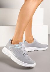 Szaro-Niebieskie Buty Sportowe Sneakersy z Siateczki Uloniria. Szare obuwie sportowe casual damskie Born2be, z jeansu. Za 89.99 zł.
