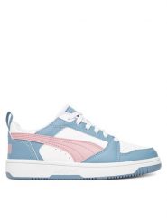 Puma Sneakersy Rebound V6 Lo Jr 393833 30 Biały. Białe buty sportowe dziewczęce Puma, bez wzorów, ze skóry, bez zapięcia. Za 149.99 zł.
