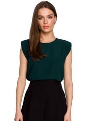 Stylove Bluzka w kolorze ciemnozielonym rozmiar: M. Zielone bluzki damskie Stylove, m, bez wzorów, bez kołnierzyka, bez ramiączek. Za 83.42 zł.