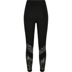Damskie legginsy z wysoką talią Urban Classics lace inset. Czarne legginsy damskie Urban Classics, bez wzorów, z koronki. Za 160.50 zł.