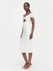 Bardot Sukienka koktajlowa Priah 60152DB Kremowy Slim Fit. Białe sukienki damskie Bardot, bez wzorów, z syntetyku, wizytowe, bez ramiączek. Za 639.99 zł.
