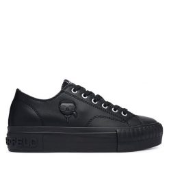 Trampki KARL LAGERFELD. Czarne trampki damskie KARL LAGERFELD, bez wzorów, bez zapięcia. Za 704.99 zł.