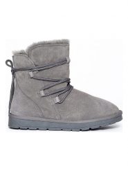 NICEBAY Skórzane botki zimowe "Leala" w kolorze szarym rozmiar: 37. Szare botki damskie NICEBAY, na zimę, z materiału, bez obcasa, bez zapięcia. Za 239.45 zł.