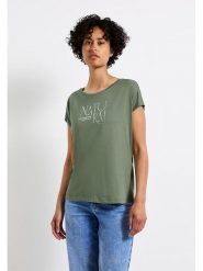 Street One Koszulka w kolorze zielonym rozmiar: 42. Zielone koszulki damskie Street One, bez wzorów, bez kołnierzyka, bez ramiączek. Za 52.42 zł.
