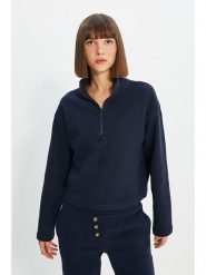 Trendyol Bluza w kolorze granatowym rozmiar: L. Niebieskie bluzy damskie Trendyol, l, bez wzorów, bez kaptura. Za 70.24 zł.