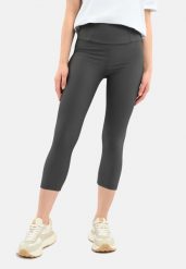 Prążkowane legginsy 3/4 N-PALERMO. Szare legginsy damskie Volcano, xl, bez wzorów, z materiału. Za 99.99 zł.