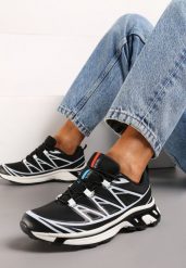Czarne Sneakersy przed Kostkę Ściągane Gumką z Ozdobnymi Wstawkami na Cholewce Axliara. Czarne obuwie sportowe damskie Born2be, z materiału, przed kostkę, bez zapięcia. Za 99.99 zł.