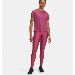 Legginsy fitness damskie z wysokim stanem Under Armour Tape. Czerwone legginsy damskie Under Armour, bez wzorów. Za 177.29 zł.