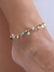 Luja Bijoux Pozłacana bransoletka z elementami ozdobnymi na kostkę rozmiar: onesize. Żółte bransoletki damskie Luja Bijoux, pozłacane. Za 65.85 zł.