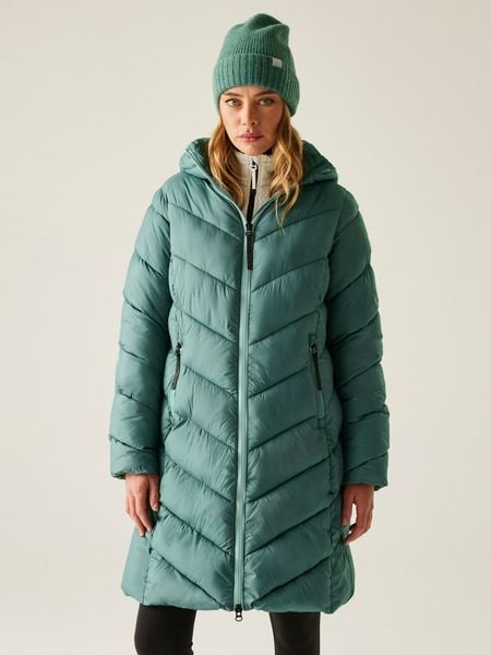 Regatta Płaszcz pikowany "Anita" w kolorze zielonym rozmiar: 42. Zielone płaszcze damskie Regatta, bez wzorów, bez kaptura. Za 262.29 zł.