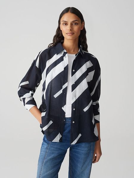 OPUS Koszula w kolorze granatowym rozmiar: 38. Niebieskie koszule damskie Opus, bez wzorów, z bawełny, bez kołnierzyka, bez ramiączek. Za 104.89 zł.