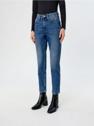 Jeansy straight mid waist - niebieski. Niebieskie jeansy damskie Sinsay. Za 59.99 zł.