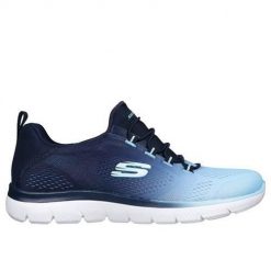 Buty do chodzenia damskie Skechers Summer Bright Charmer. Niebieskie obuwie sportowe damskie Skechers, z materiału, bez zapięcia, trekkingowe. Za 372.00 zł.