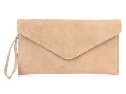 Skórzana kopertówka beżowa N12. Brązowe torebki klasyczne damskie ze skóry, bez dodatków. Za 84.90 zł.