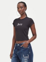 Juicy Couture T-Shirt JCWCT226326 Czarny Slim Fit. Czarne t-shirty damskie Juicy Couture, xs, bez wzorów, bez kołnierzyka. Za 169.99 zł.