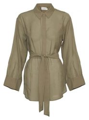 MOSS COPENHAGEN Koszula "Carcella" w kolorze khaki rozmiar: M/L. Brązowe koszule damskie Moss Copenhagen, l, bez wzorów, z tkaniny, bez kołnierzyka, bez ramiączek. Za 105.38 zł.