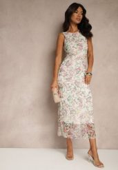Biała Sukienka Typu Bodycon w Kwiatowy Wzór Melavela. Białe sukienki damskie Renee, bez wzorów, klasyczne, bez ramiączek. Za 99.99 zł.