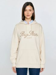 Bluza damska z kapturem kremowa Raisa 103. Białe bluzy damskie Big Star, l, bez wzorów, z dresówki, z kapturem. Za 249.99 zł.