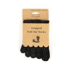 Antypoślizgowe skarpetki z palcami do jogi myga Yoga Toe Socks. Czarne skarpetki damskie MYGA, bez wzorów. Za 49.99 zł.