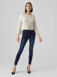 Vero Moda Sweter w kolorze kremowym rozmiar: S. Brązowe swetry klasyczne damskie Vero Moda, s, z bawełny, bez kołnierzyka. Za 90.45 zł.