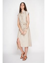 Le Jardin du Lin Sukienka w kolorze kremowym rozmiar: 42. Brązowe sukienki damskie Le jardin du lin, bez wzorów, bez ramiączek. Za 130.99 zł.