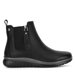 Botki Go Soft. Czarne botki damskie GO SOFT, bez obcasa, na płaskiej podeszwie, bez zapięcia. Za 179.99 zł.