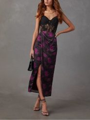 Milan Kiss Spódnica w kolorze czarno-fioletowym rozmiar: M. Różowe spódnice damskie Milan Kiss, na co dzień, m, bez wzorów, midi. Za 113.99 zł.