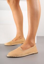 Ciemnobeżowe Espadryle Balerinki z Ozdobnymi Przeszyciami Firavione. Brązowe espadryle damskie Born2be, bez wzorów, bez obcasa. Za 44.99 zł.