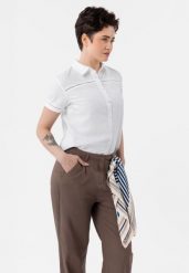 Biała koszula C-LIPERA. Białe koszule damskie Volcano, na lato, l, bez wzorów, z bawełny, klasyczne, bez kołnierzyka, bez ramiączek. Za 89.99 zł.