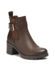 Clara Barson Botki WS2265-07 Brązowy. Brązowe botki damskie Clara Barson, ze skóry, bez obcasa, na słupku, bez zapięcia. Za 127.99 zł.