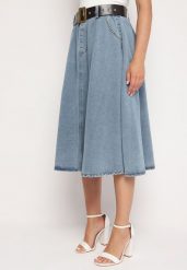 Niebieska Jeansowa Spódnica Midi z Paskiem Suera. Niebieskie spódnice damskie Born2be, l, bez wzorów, z jeansu, midi. Za 169.99 zł.