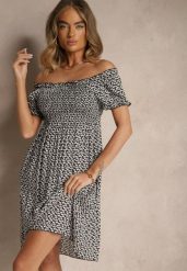 Czarna Sukienka Hiszpanka z Wiskozy z Kwiatowym Wzorem Mevandra. Czarne sukienki damskie Renee, bez wzorów, z wiskozy, eleganckie, bez ramiączek. W wyprzedaży za 39.99 zł.