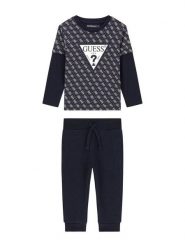 Guess Komplet bluzka i spodnie N6YG02 K4077 Granatowy Regular Fit. Niebieskie t-shirty i koszulki chłopięce Guess, z aplikacjami, z bawełny, bez kołnierzyka, bez ramiączek. Za 214.99 zł.