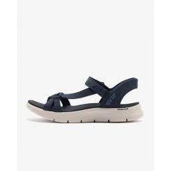 Sandały damskie Skechers Go Walk Flex. Niebieskie sandały damskie Skechers, bez wzorów, bez obcasa, bez zapięcia. Za 316.50 zł.