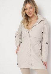 Jasnobeżowa Kurtka Parka z Kapturem Odpinanym w Stylu Utility Janiora. Brązowe kurtki damskie Born2be, l, z kapturem. Za 139.99 zł.