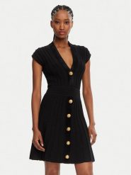 Balmain Sukienka dzianinowa DF0R7086KH64 Czarny Regular Fit. Czarne sukienki damskie Balmain, bez wzorów, z dzianiny, bez ramiączek. Za 7,559.00 zł.