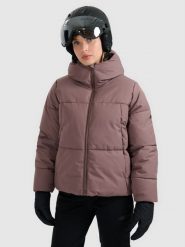 4F Kurtka narciarska membrana 5000 damska - brązowa L. Brązowe kurtki damskie 4F, na zimę, l, bez wzorów, bez kaptura. Za 499.99 zł.