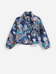 Żakardowa kurtka - granatowy. Niebieskie kurtki damskie Reserved, l, bez wzorów, z tkaniny, bez kaptura. Za 259.99 zł.